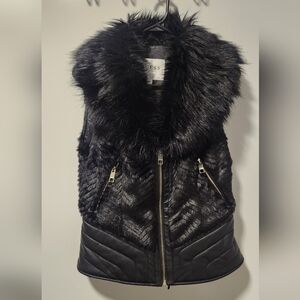 Cozy Faux Fur and Vegan Leather Vest with Lace Up Detail